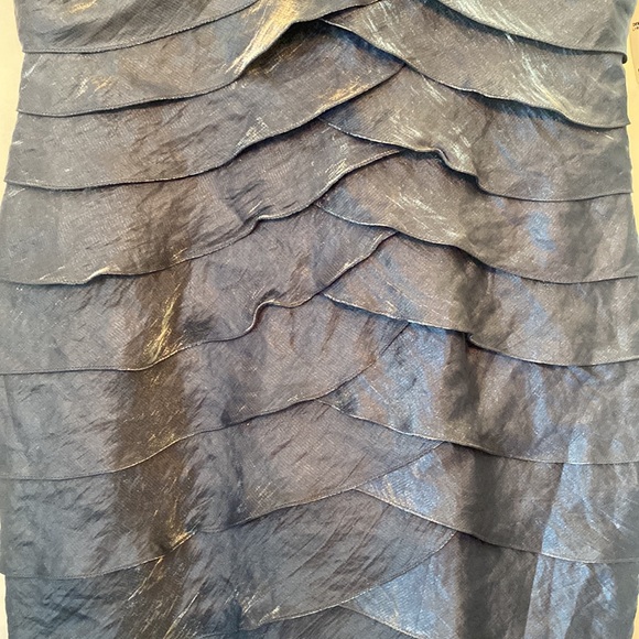 Adrianna Papell Steel Blue Petite Sleeveless Ruffled Dress - Picture 4 of 12